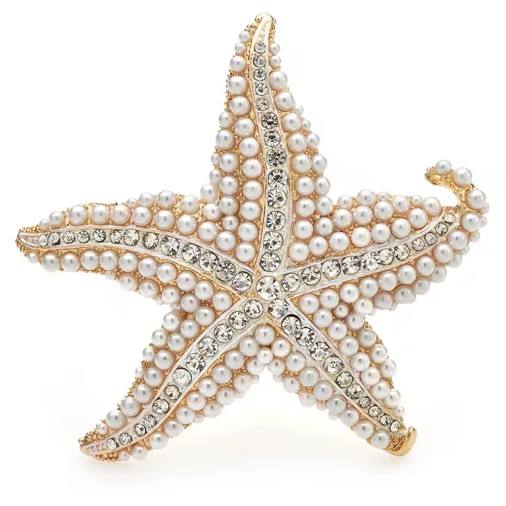 Betsey Johnson Elegant Starfish Pearl Brooch - Picture 3 of 4